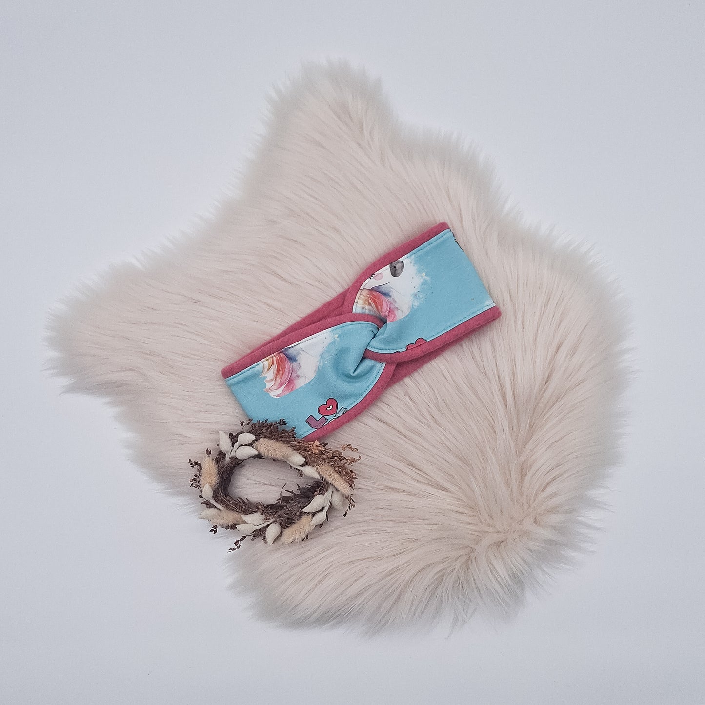 Fleece Stirnband Einhorn hell