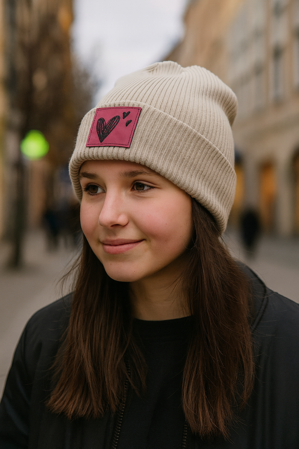 Hipster Beanie mit Patch