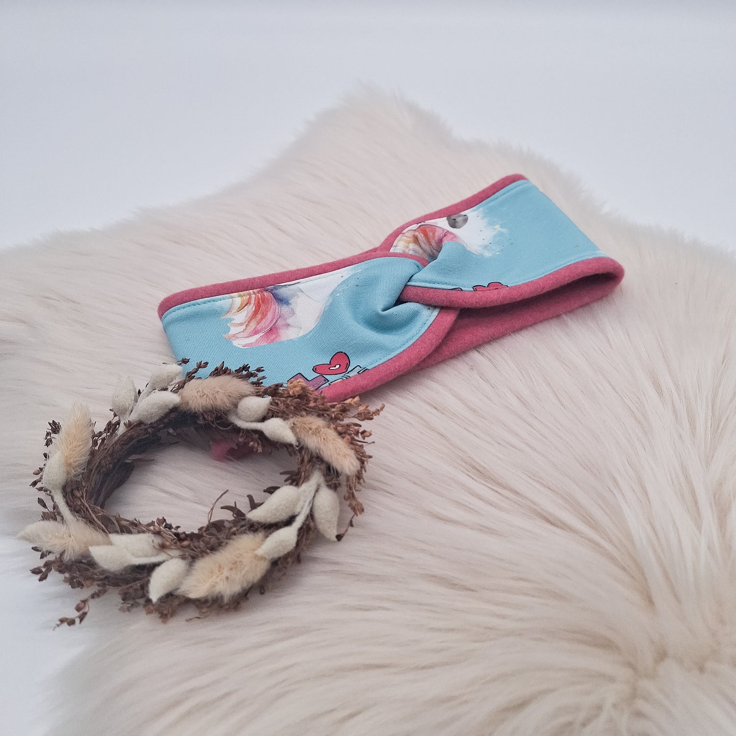 Fleece Stirnband Einhorn hell