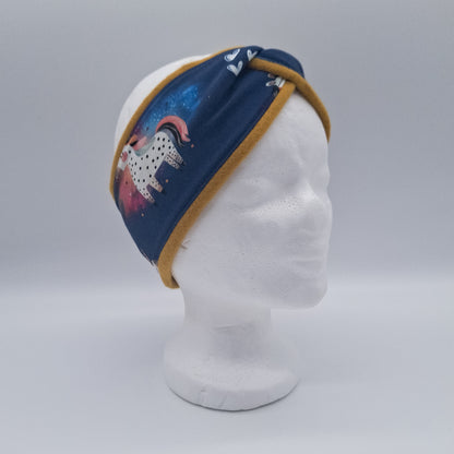 Fleece Stirnband Einhorn dunkel