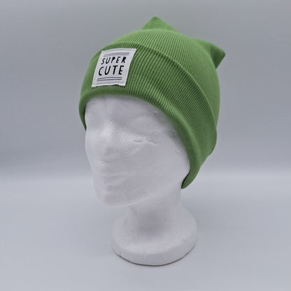 Skater Beanie Patch "Super Cute" limette