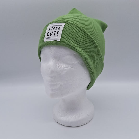 Skater Beanie Patch "Super Cute" limette