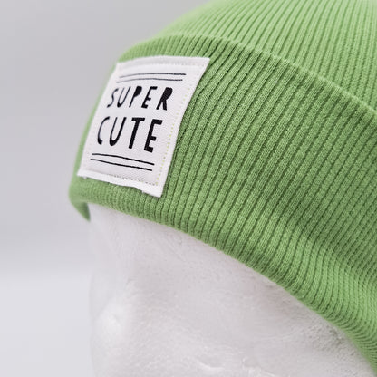 Skater Beanie Patch "Super Cute" limette