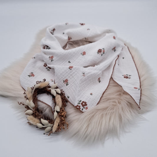 Halstuch Musselin Blumen rot