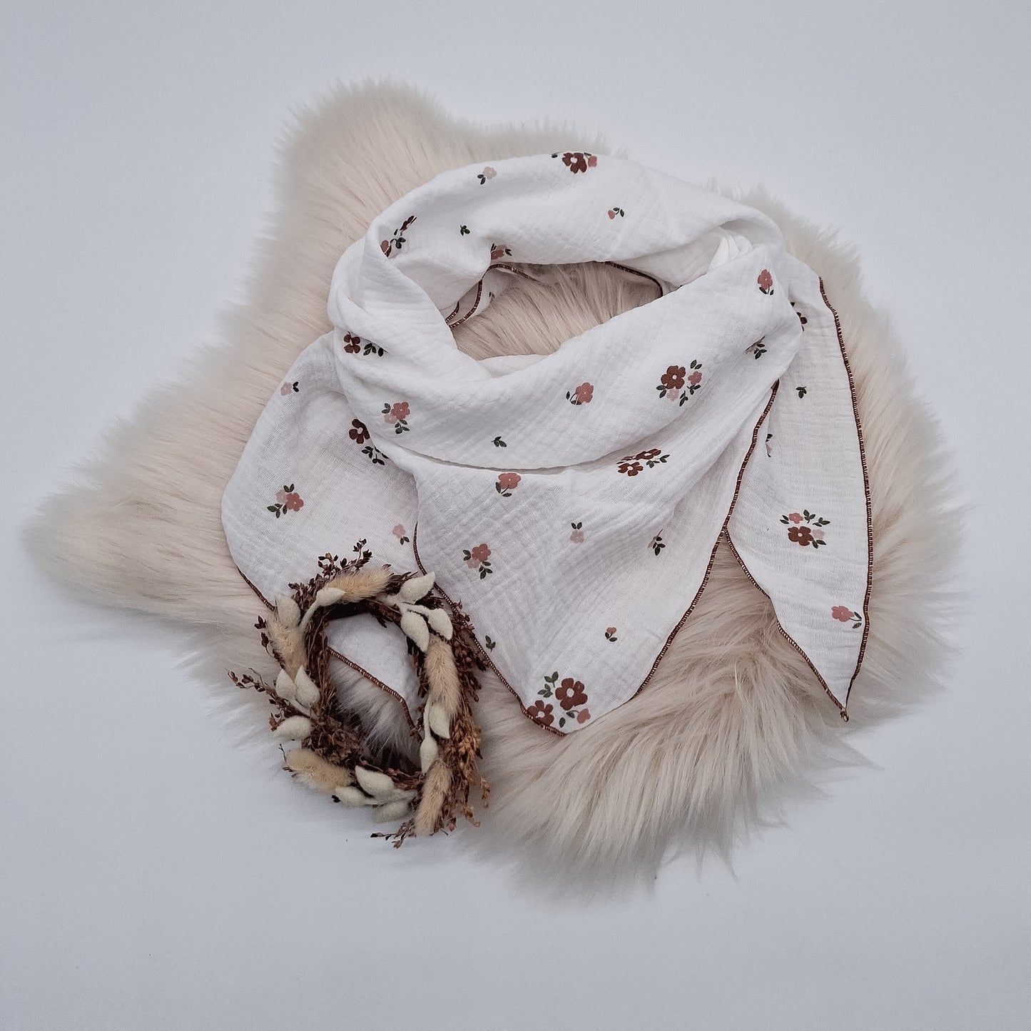 Halstuch Musselin Blumen rot