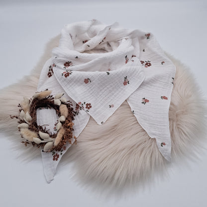 Halstuch Musselin Blumen rot