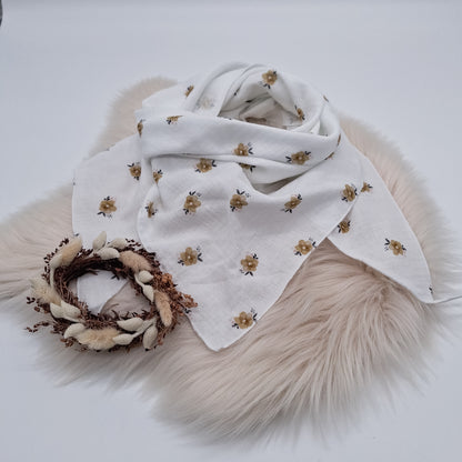 Halstuch Musselin Blumen gelb