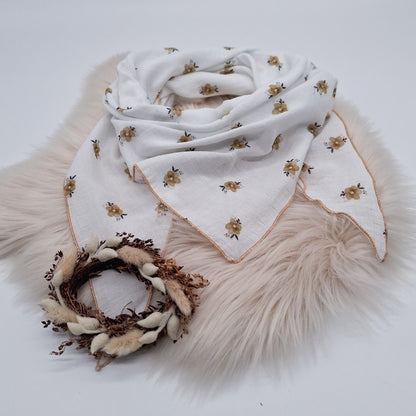 Halstuch Musselin Blumen gelb