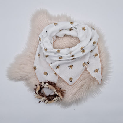 Halstuch Musselin Blumen gelb