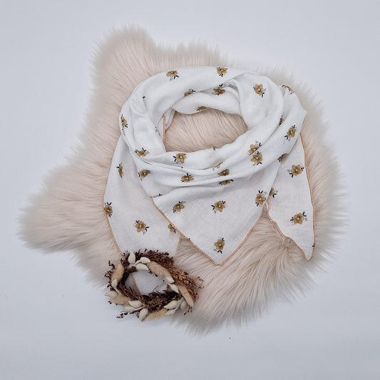 Halstuch Musselin Blumen gelb