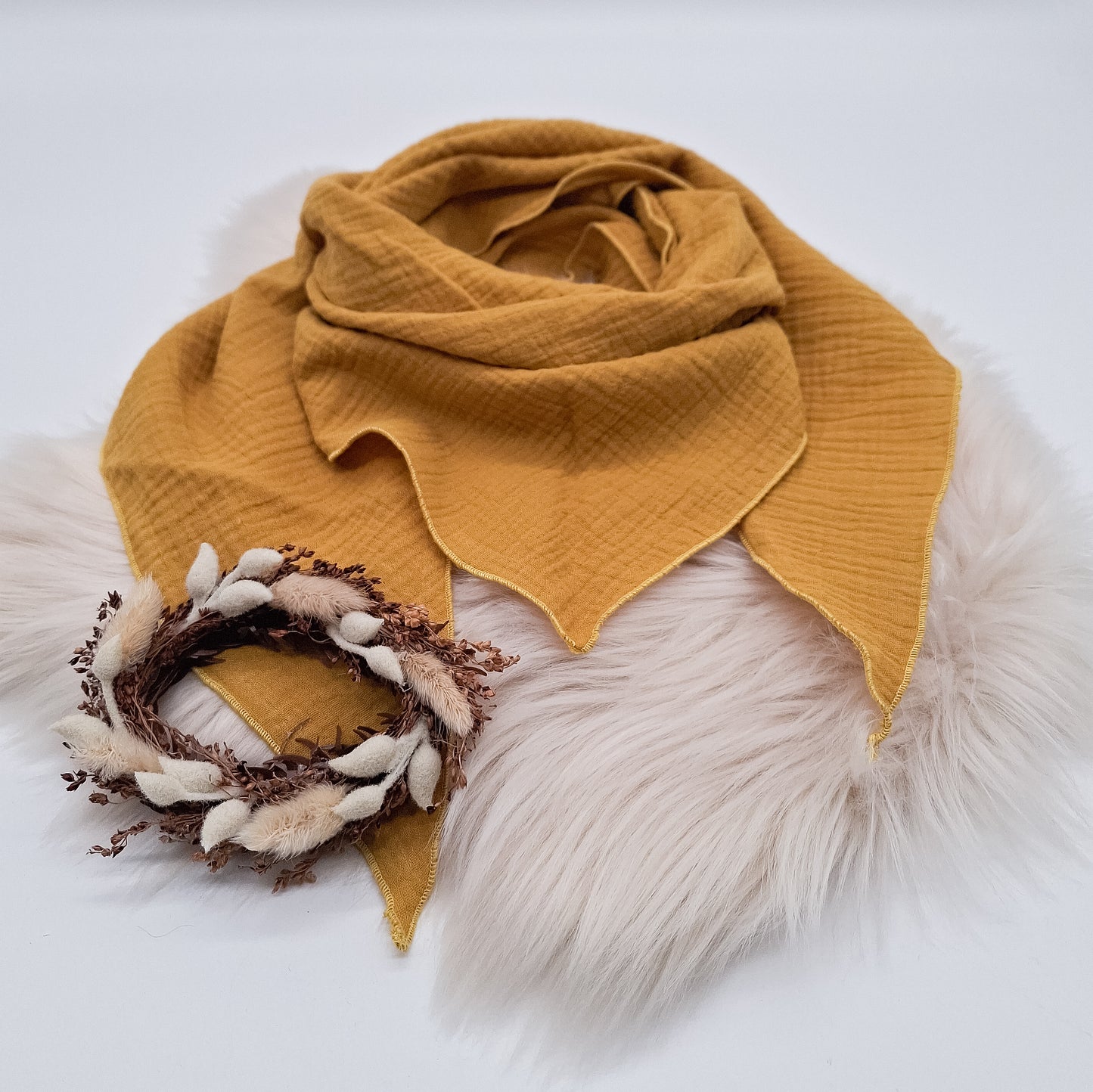 Halstuch Musselin uni senfgelb