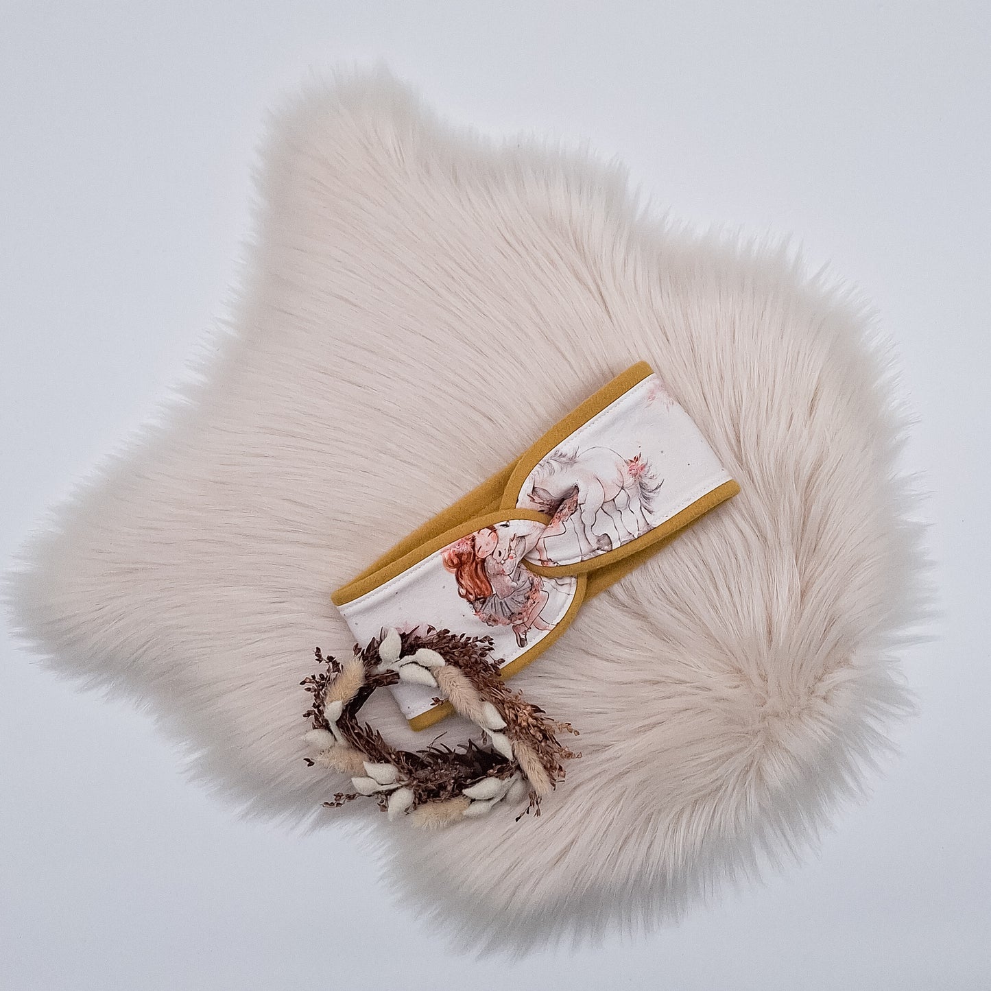 Fleece Stirnband rosa Pferd