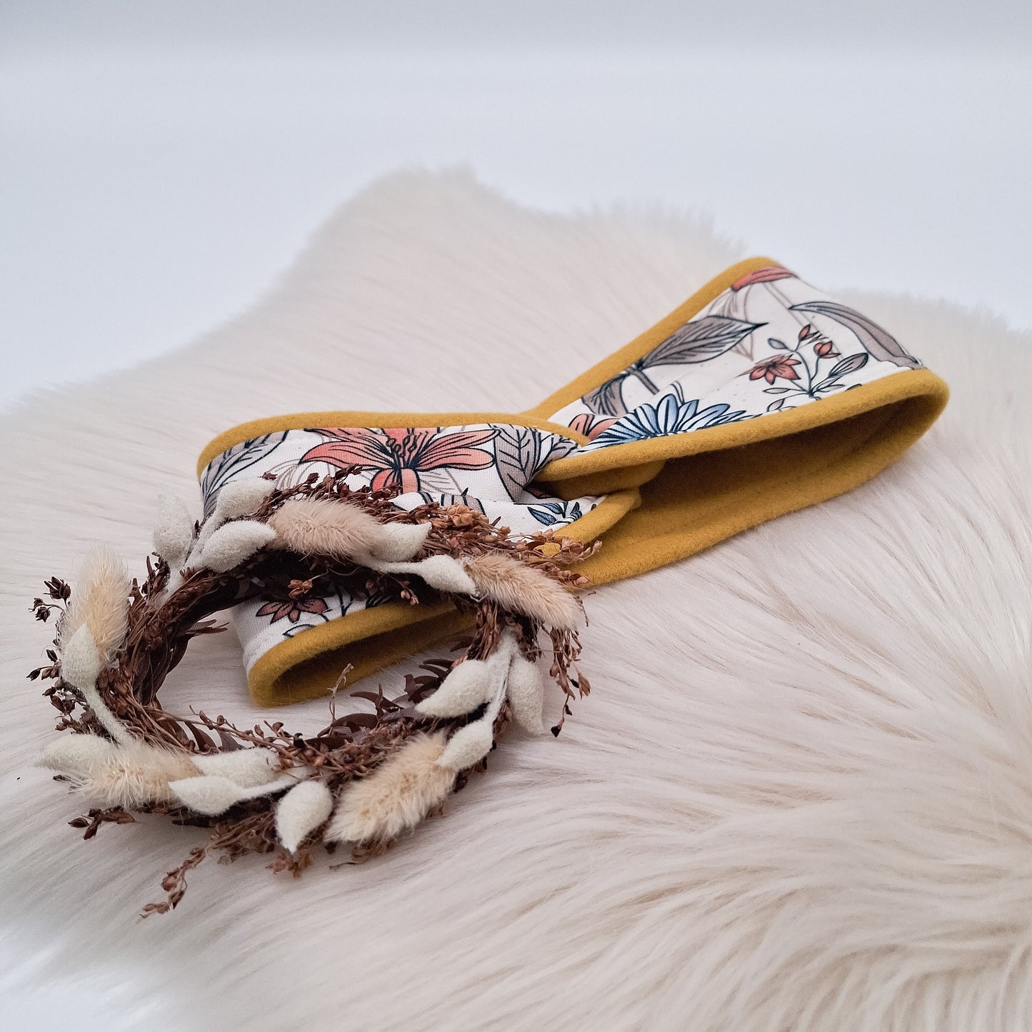 Fleece Stirnband Blumen retro