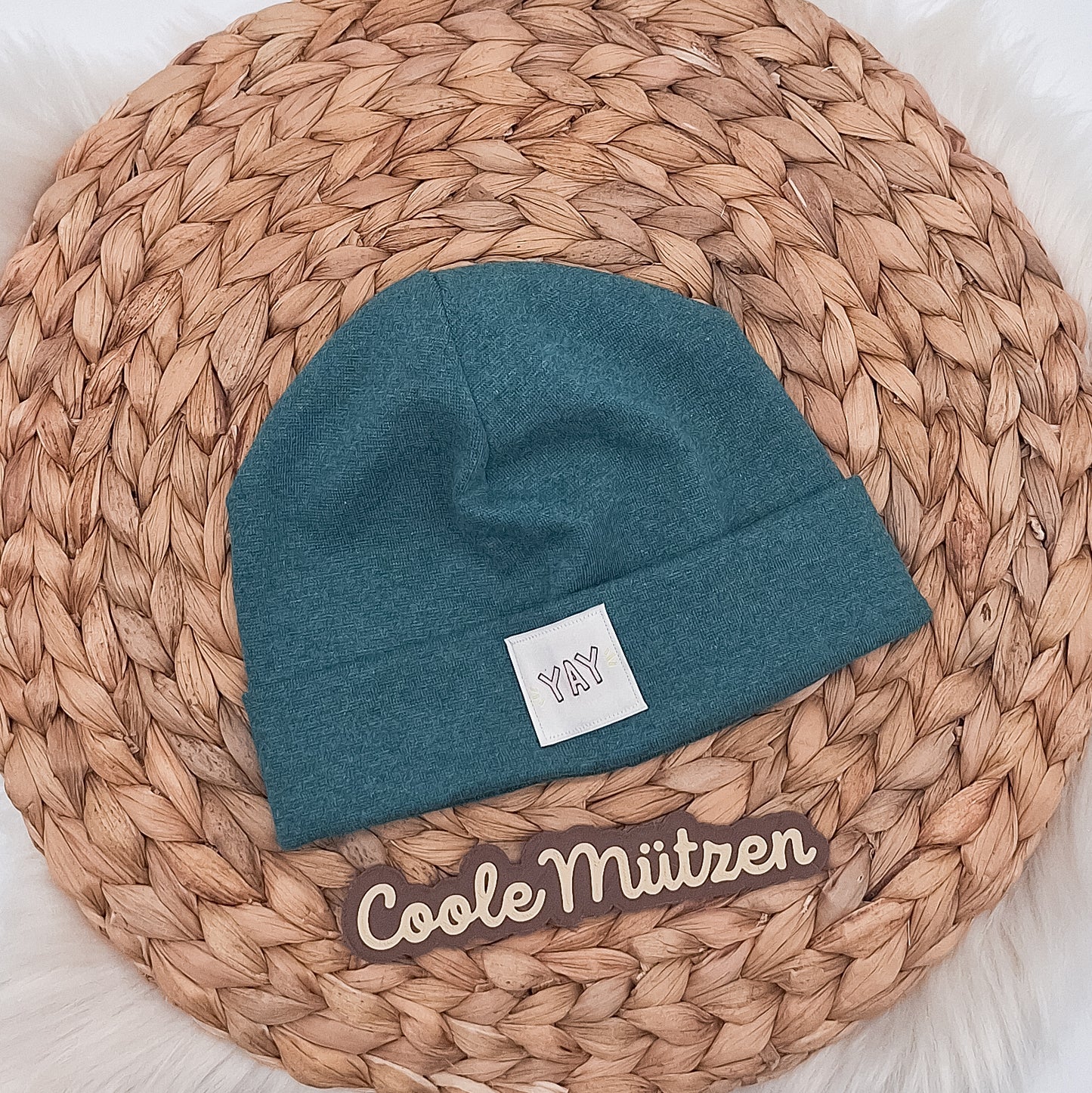Beanie Patch YAY petrol meliert