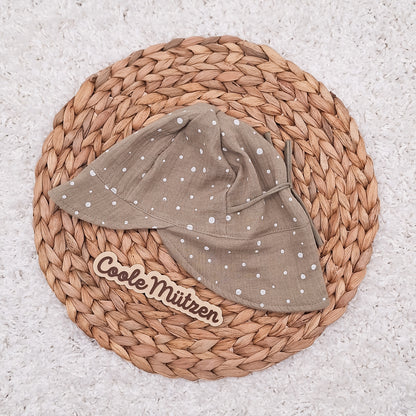 Sonnenhut Musselin Khaki Punkte