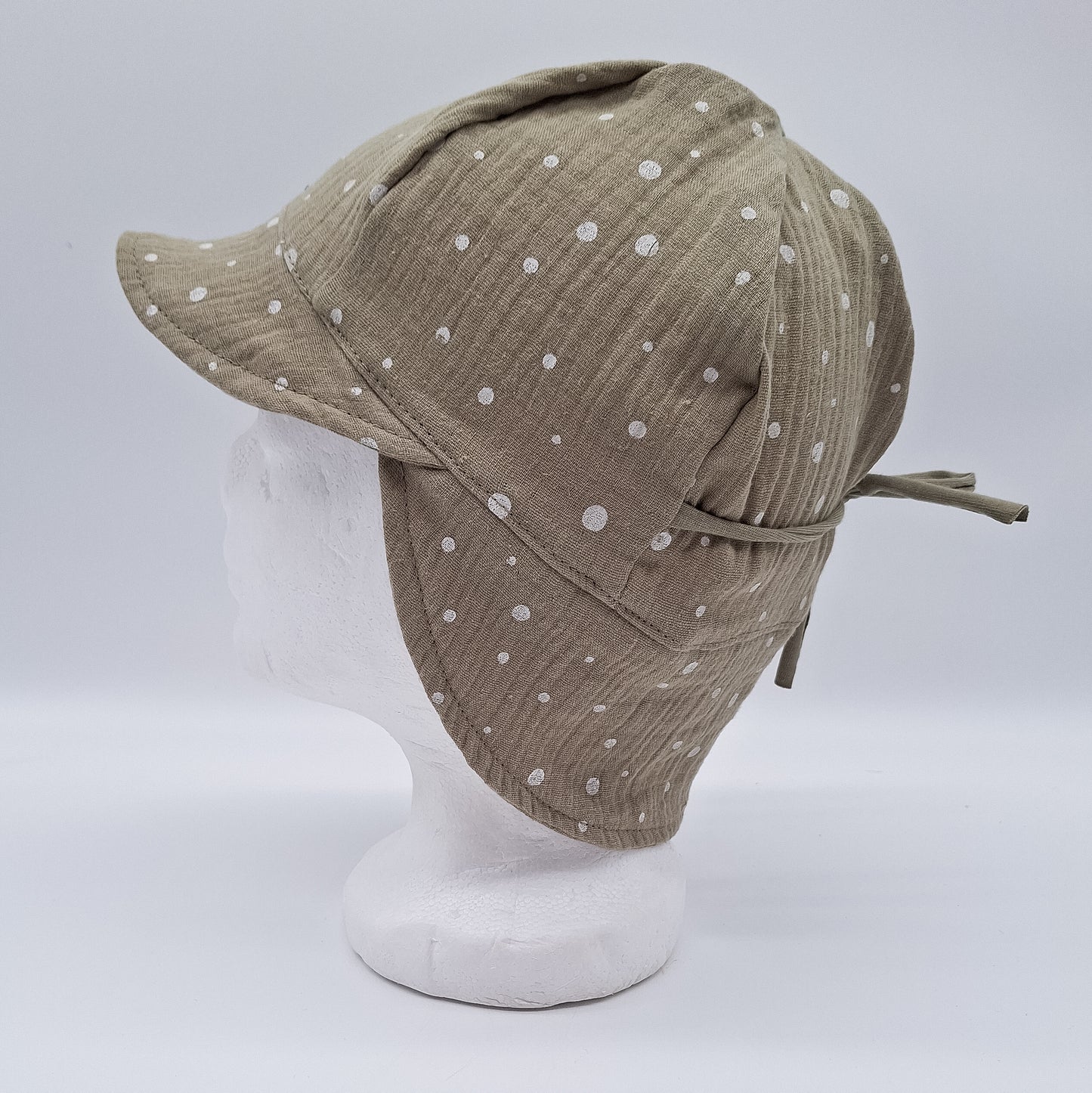 Sonnenhut Musselin Khaki Punkte