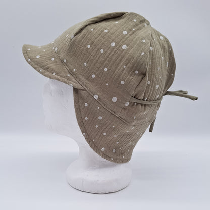 Sonnenhut Musselin Khaki Punkte