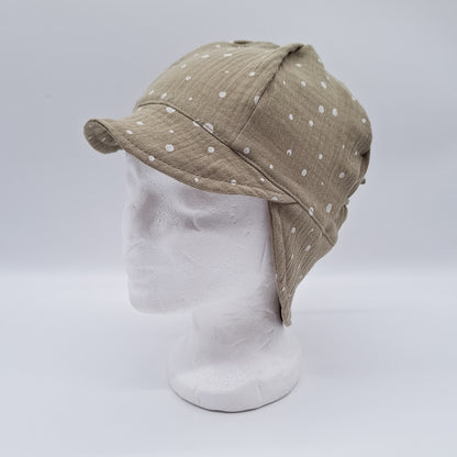 Sonnenhut Musselin Khaki Punkte