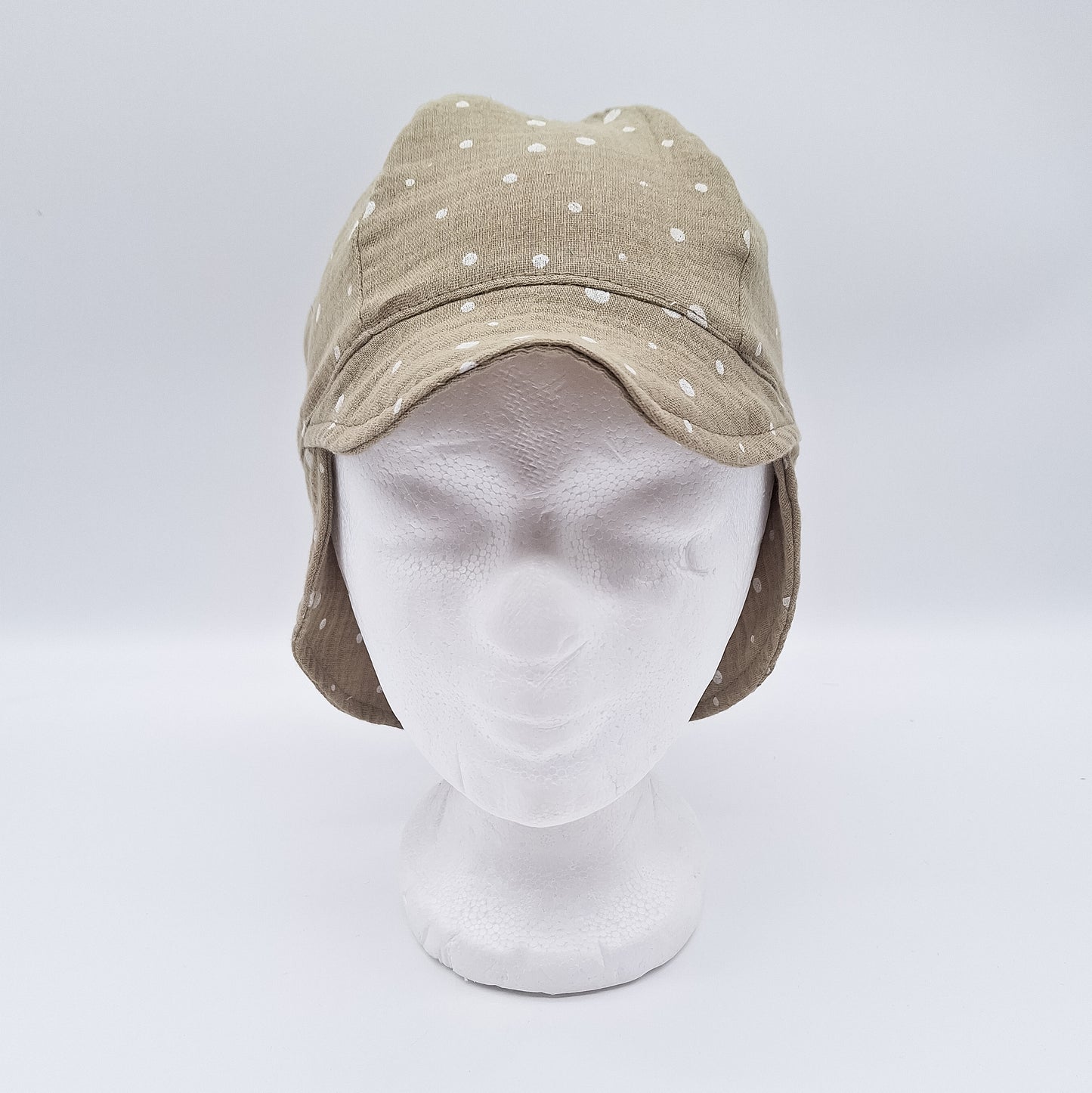 Sonnenhut Musselin Khaki Punkte