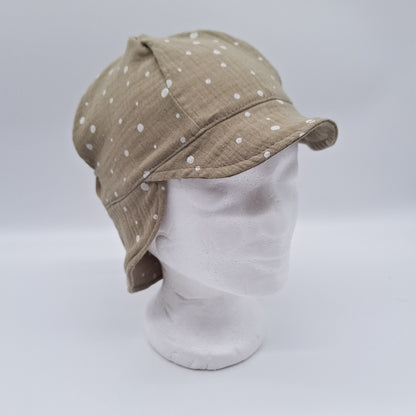 Sonnenhut Musselin Khaki Punkte